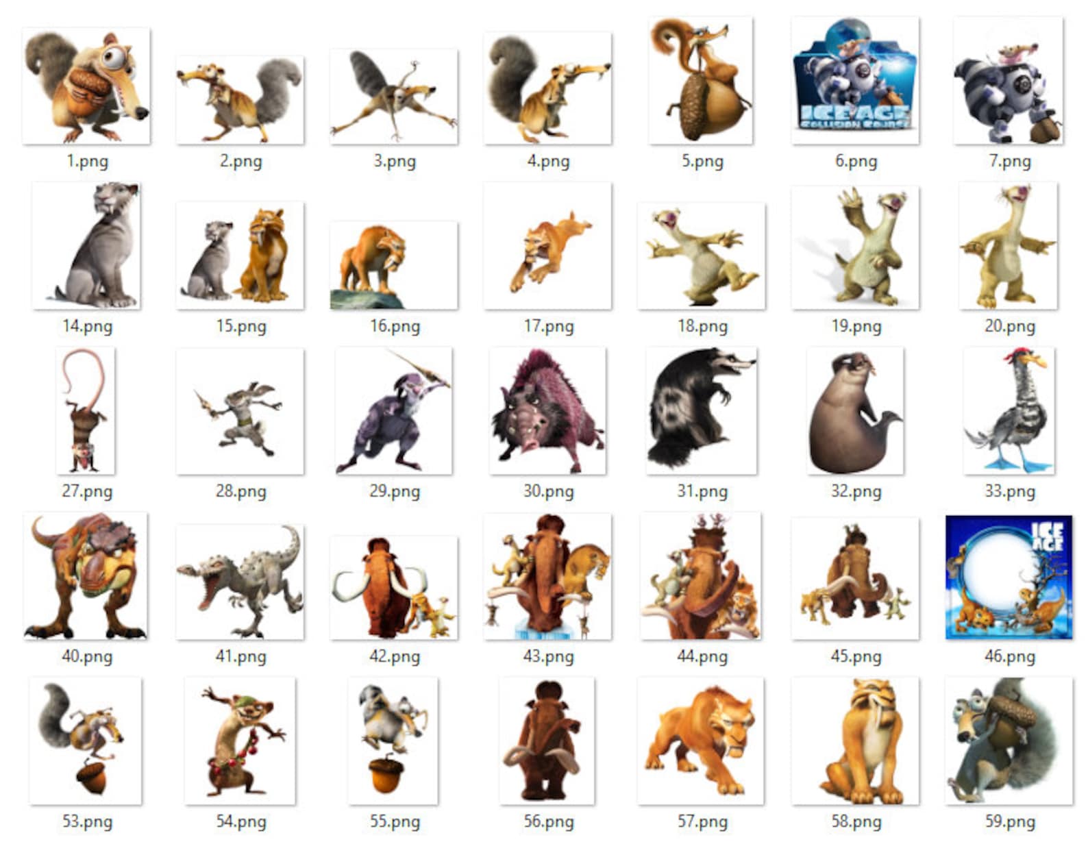 Ice Age Clipart ice age PNG files ice age cartoon characters Etsy