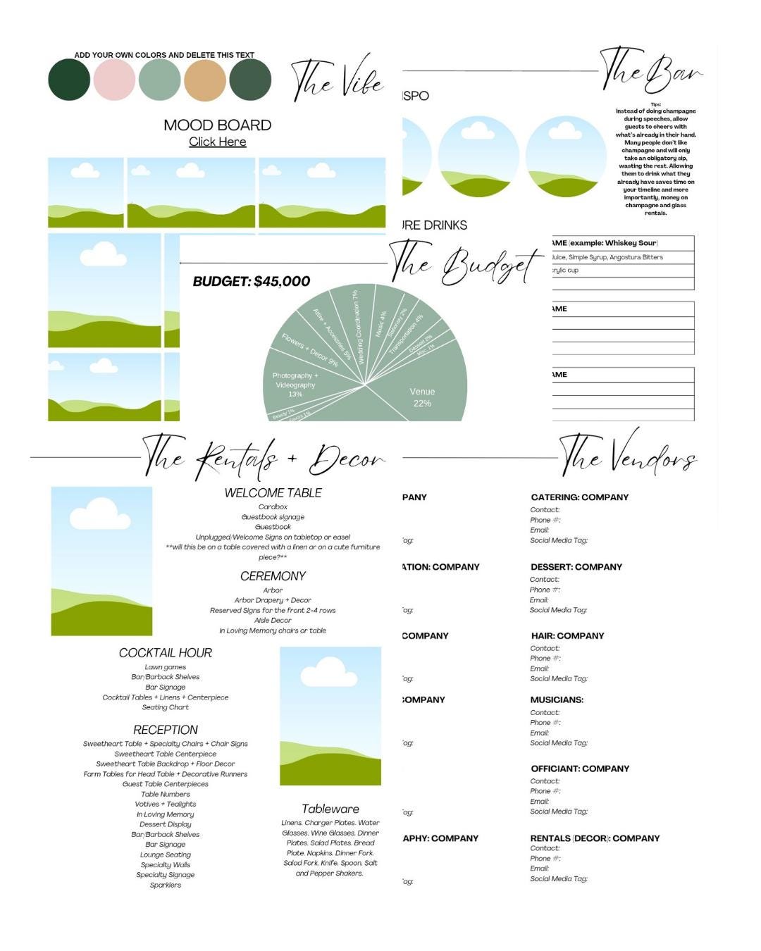 Ultimate Editable Wedding Planning Template Etsy