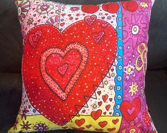 Cushion-Hearts And Flowers