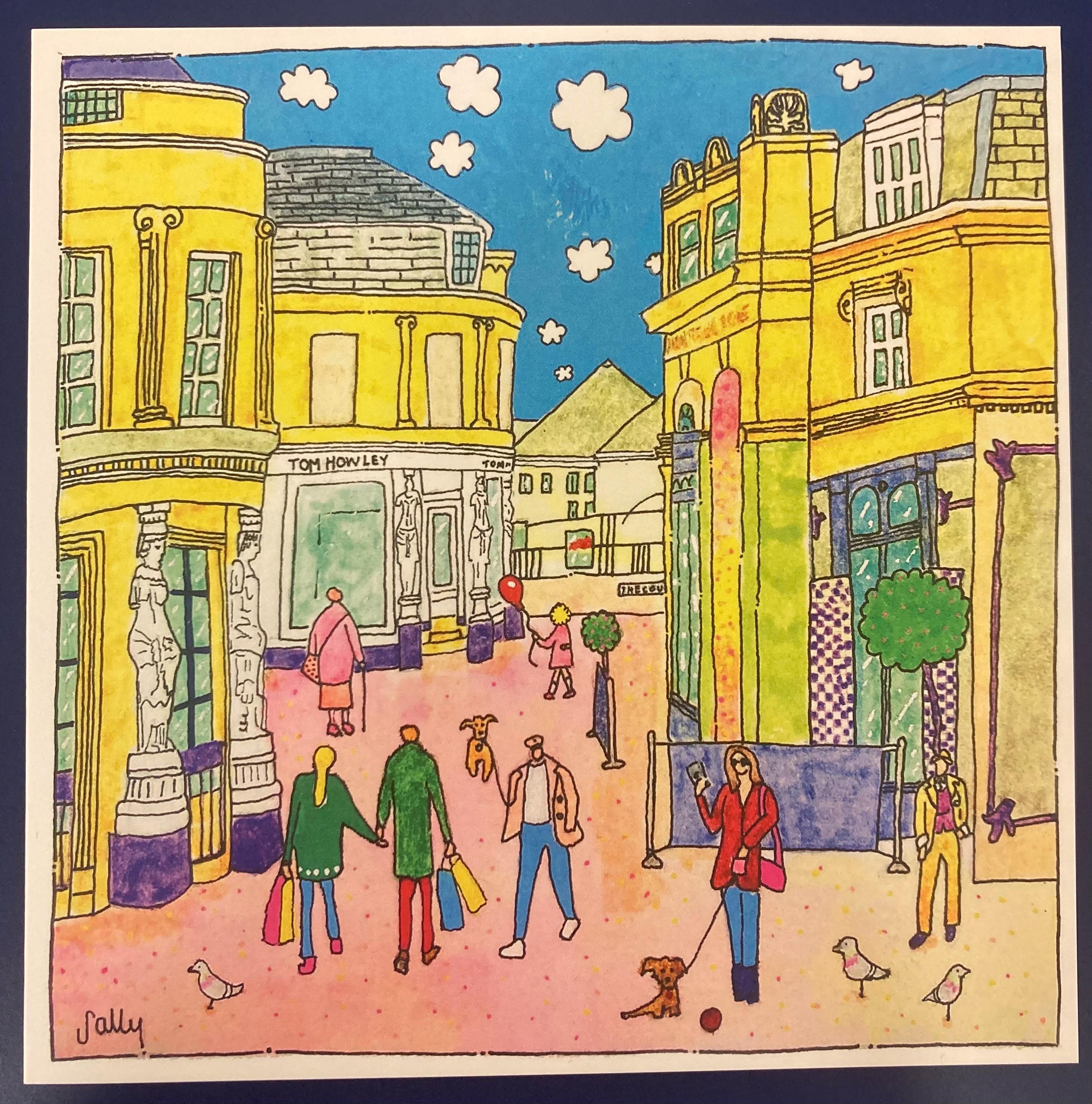 Montpellier Cheltenham Art Card: Hand-Drawn Pen & Ink Illustration