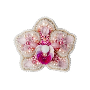 Beadwork kit for creating brooch &quot;Orchid&quot;, DIY Jewelry making kit, Brooch Pin kit, Seed beaded brooch, Bead Embroidery Kit