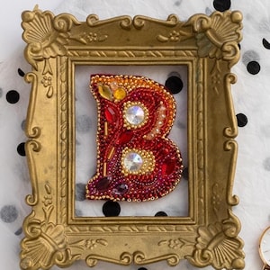 Kit de fabricação de joias faça você mesmo "Letra "B"", broche de miçangas, kit de bordado de miçangas A06