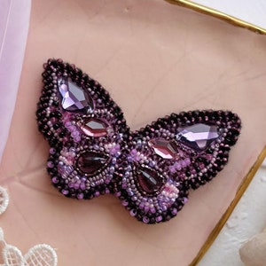 DIY Schmuckherstellungs Kit Lila Welle, Perlenbrosche, Bead Embroidery Kit A04