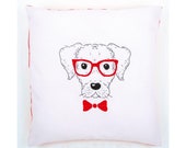 Embroidery Kit Vervaco Pillow quot Dog with red glasses quot , Cross Stitch kit cushion size 16 quot x16 quot (40х40 cm)