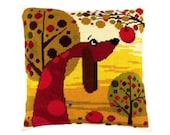 Needlepoint Kit Pillow quot A dog in the garden quot , Cross Stitch Kit, Embroidery kit Pillow case size 16 quot x16 quot (40х40 cm), Printed Canvas Zweigart