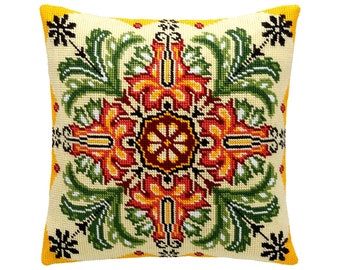 Needlepoint//Tapestry Pillow Cover DIY Kit /"Abstract Fish/"