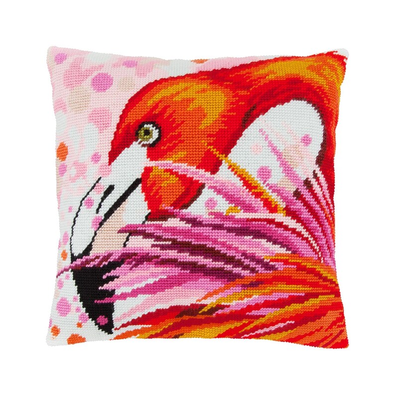 DIY Needlepoint Pillow Kit Flamingo Tapestry Etsy