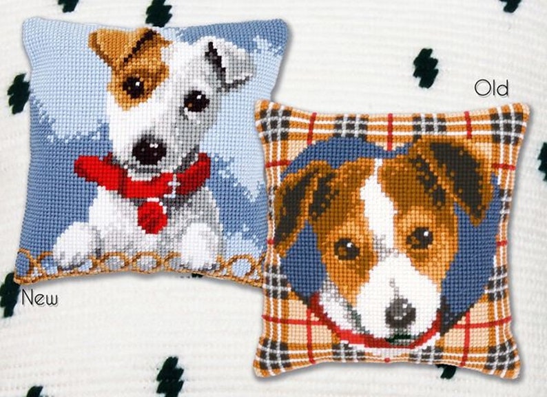 DIY Needlepoint Pillow Kit Dog Cross Stitch Etsy