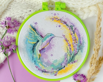 DIY Counted Cross Stitch Kit "Color whirlwind" with hoop, Embroidery kit, Home decor