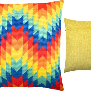 DIY Needlepoint Pillow Kit Peru, Tapestry cushion kit, Half Cross Stitch Kit, Embroidery kit, size 16x16 40x40 cm, Printed Canvas 画像 9