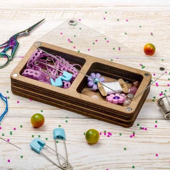 Wood Bead Organizer Tray With Lid turtle, Seed Bead Storage Container Case, Bead  Box, Beading Tools 