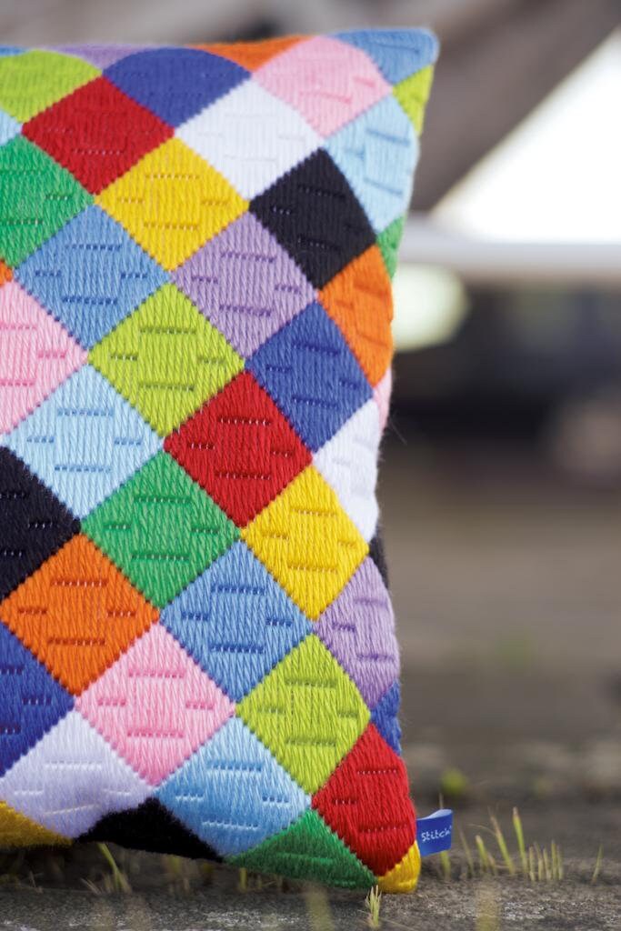 DIY Long Stitch Cushion Kit colourful Diamonds Etsy