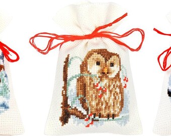 DIY Counted Cross Stitch Kit "Bag kit Winter set of 3"  Embroidery kit, Home decor, Gift for her