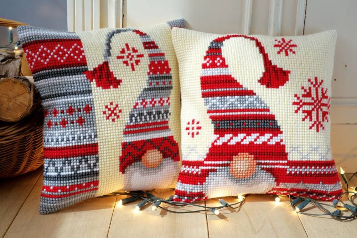 DIY Needlepoint Pillow Kit Vervaco Christmas Elf Etsy