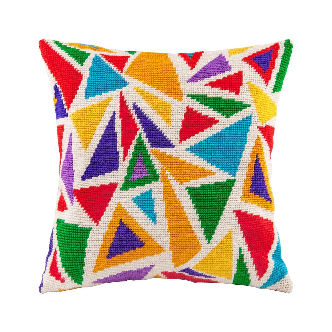 DIY Needlepoint Pillow Kit stained Glass Tapestry Etsy