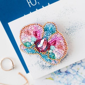 DIY Jewelry making kit &quot;Orchid&quot;, Seed beaded brooch, Bead Embroidery Kit A05