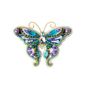 Beadwork kit for creating brooch "Butterfly", DIY Jewelry making kit, Brooch Pin kit, Seed beaded brooch, Bead Embroidery Kit