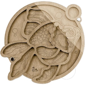 Vassoio portaoggetti per perline in legno con coperchio "Pesce" / Contenitore per perline / Scatola per perline / Strumenti per perline
