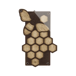 Vassoio portaoggetti per perline in legno con coperchio "Ape e favo" / Contenitore per perline / Scatola per perline / Strumenti per perline