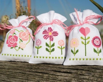 DIY Counted Cross Stitch Kit "Set of 3 Bags "Fun Flowers""  Embroidery kit, Home decor, Gift for her