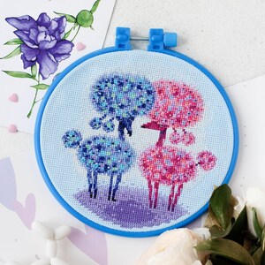 DIY Counted Cross Stitch Kit &quot;Sweet couple&quot; with hoop, Embroidery kit, Home decor, Abris Art A06