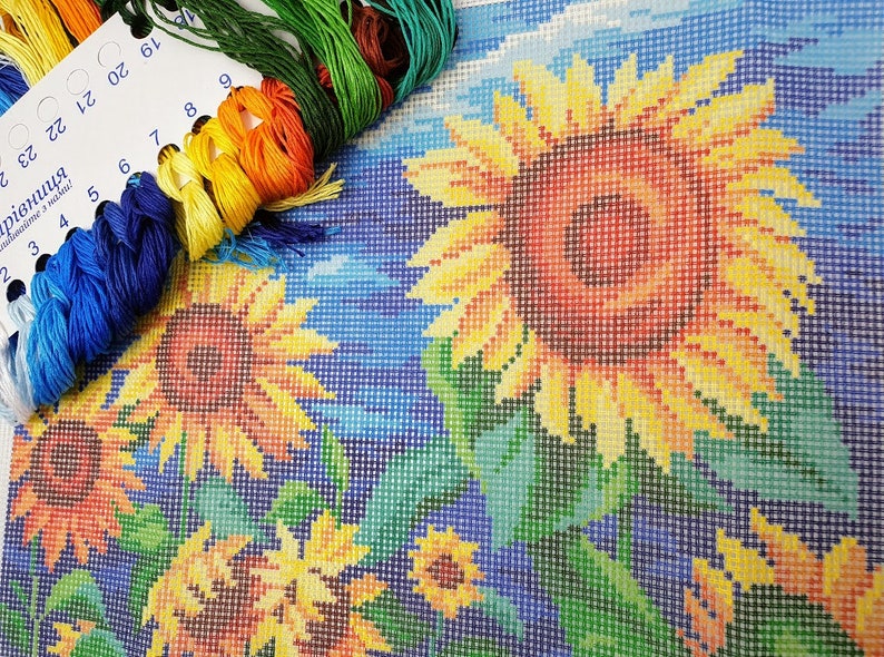DIY Needlepoint Kit sunflowers Tapestry Kit 3647 Etsy