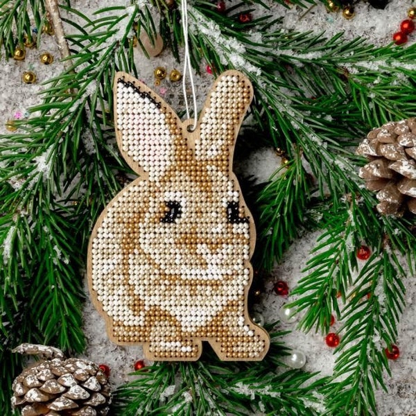 DIY Christmas tree toy kit "Rabbit", Christmas tree decor, Beaded ornament