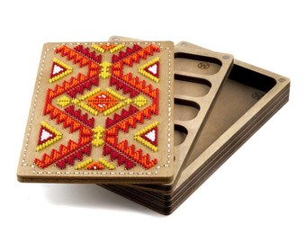 DIY Perlenstickerei Set ""Ornament"", Perlenaufbewahrung, Holzperlen-Aufbewahrungsschale mit Holzdeckel, Perlenbox, Perlenwerkzeug."