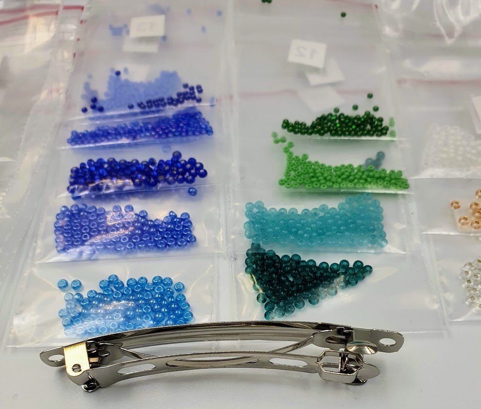 Beaded Hair Clip DIY kit/ Beaded Barrette/Bead Embroidered Etsy