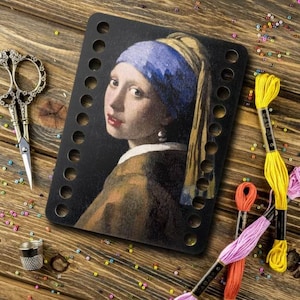Thread Organizer &quot;Girl with Pearl Earring&quot;, Embroidery organizer, Floss holder, Plywood sewing organizer