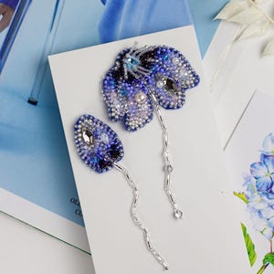 DIY Jewelry making kit &quot;The whisper of the muse&quot;, Seed beaded brooch, Bead Embroidery Kit A06