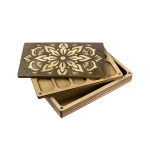 Multilayer bead organizer, Wood bead organizer tray with lid, Seed bead storage container case