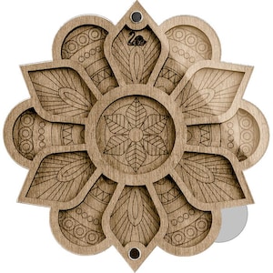 Vassoio porta perline in legno con coperchio "Fiore" / Contenitore per perline / Scatola per perline / Strumenti per perline
