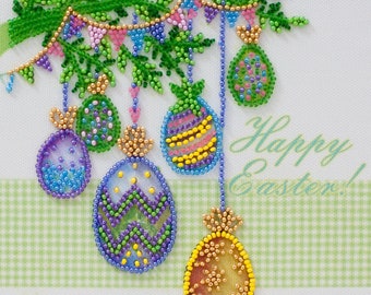 DIY Bead Embroidery Kit on art canvas "Easter holiday", Beading pattern, Home decor, A06 Abris Art