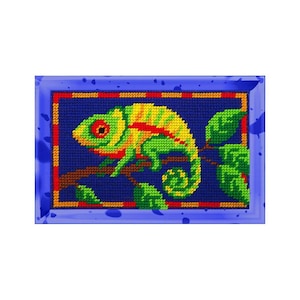 "DIY Gedruckt Tapisserie ""Chamäleon"" 15 x 25 cm, Nadelspitzen Stickpackung, Stickpackung, Leinwand gedruckt."