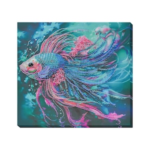 DIY Bead Embroidery Kit on Art Canvas &quot;At depth&quot; | Unique Beadwork Kit for Home Décor | B30 Abris Art, Needlework Craft Kit