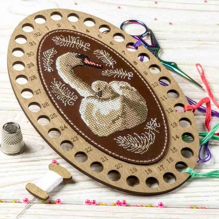 DIY Embroidery Organizer Kit swan, Cross Stitch Kit, Floss Holder, Plywood  Sewing Organizer 