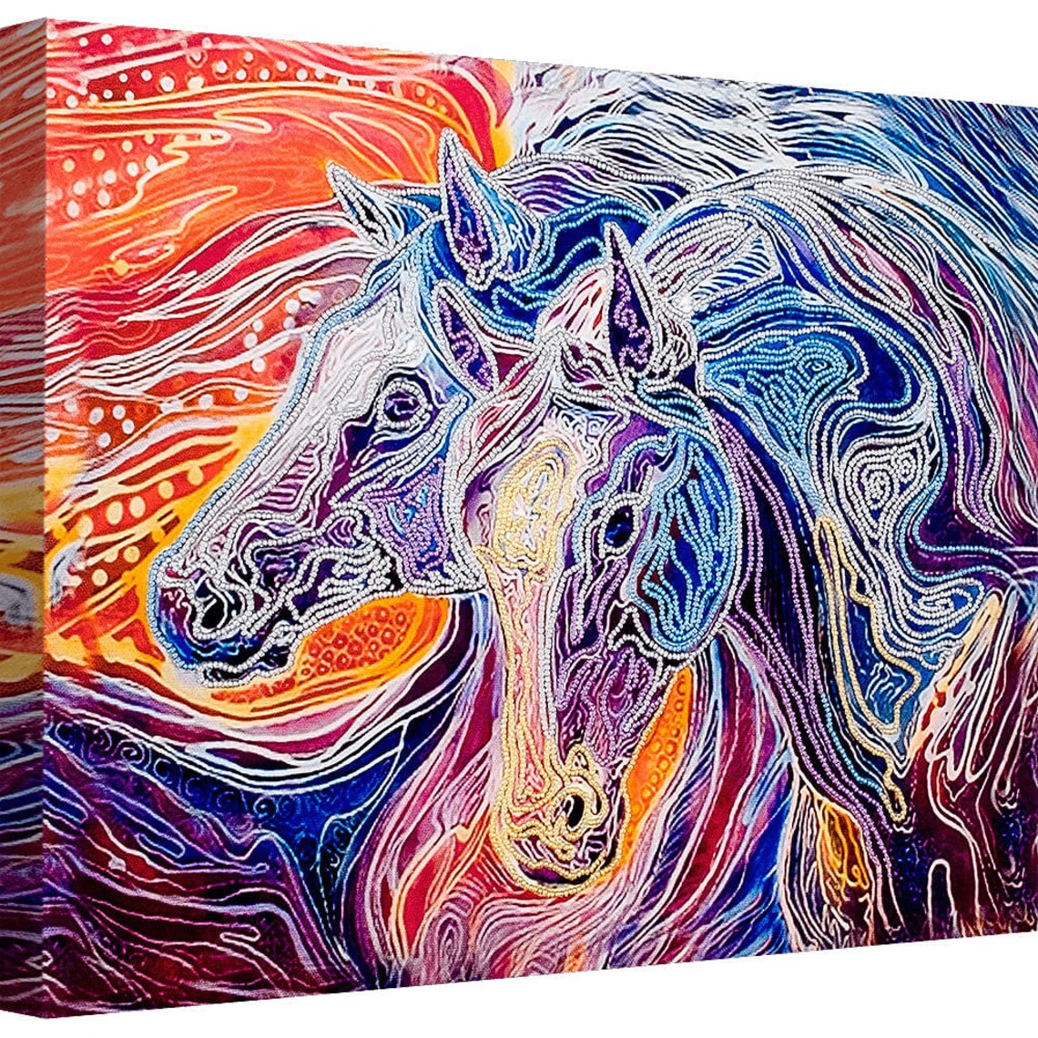 DIY Bead Embroidery Kit on art canvas Horses Etsy