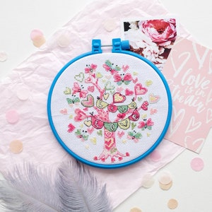 DIY Counted Cross Stitch Kit &quot;Blooms&quot; with hoop, Embroidery kit, Home decor, Abris Art A03