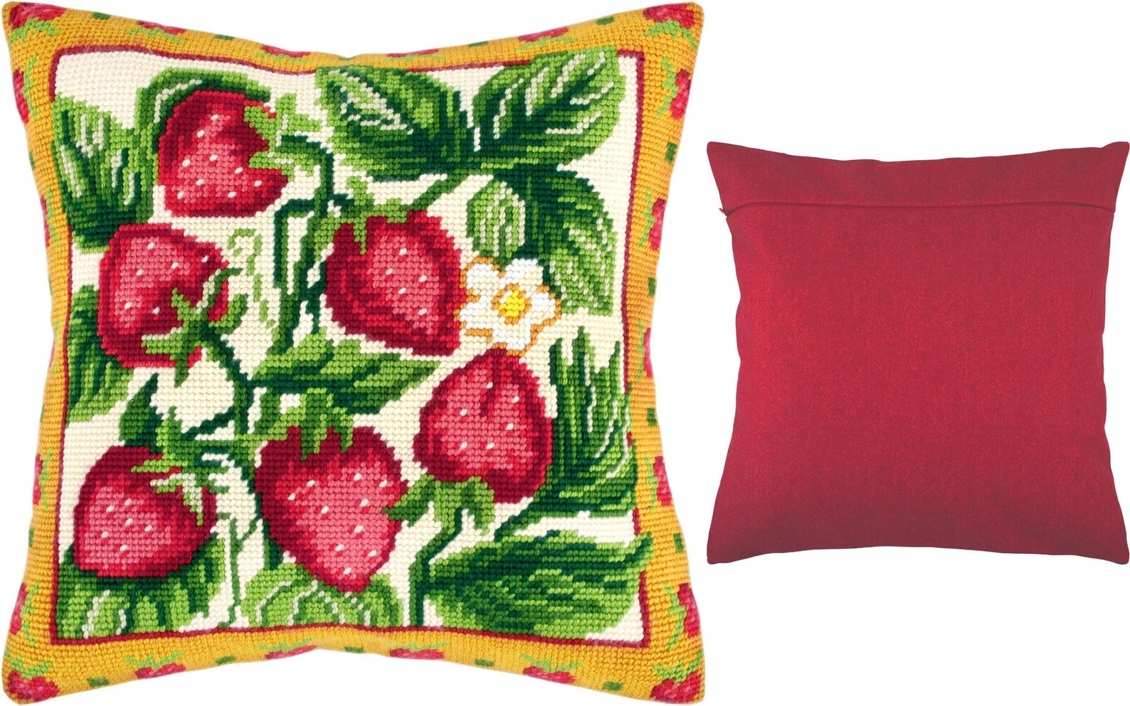 DIY Needlepoint Pillow Kit Strawberry Tapestry Etsy