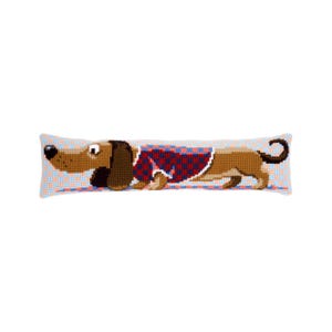 DIY Cross Stitch Cushion Kit "Dachshund in jacket", Draft stopper, Needlepoint Pillow Kit, Embroidery kit, Home decor