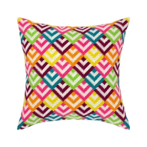 DIY Needlepoint Pillow Kit &quot;Summer Mood&quot;, Tapestry cushion kit, Half Cross Stitch Kit, Embroidery kit, size 16&quot;x16&quot; (40x40 cm), Printed