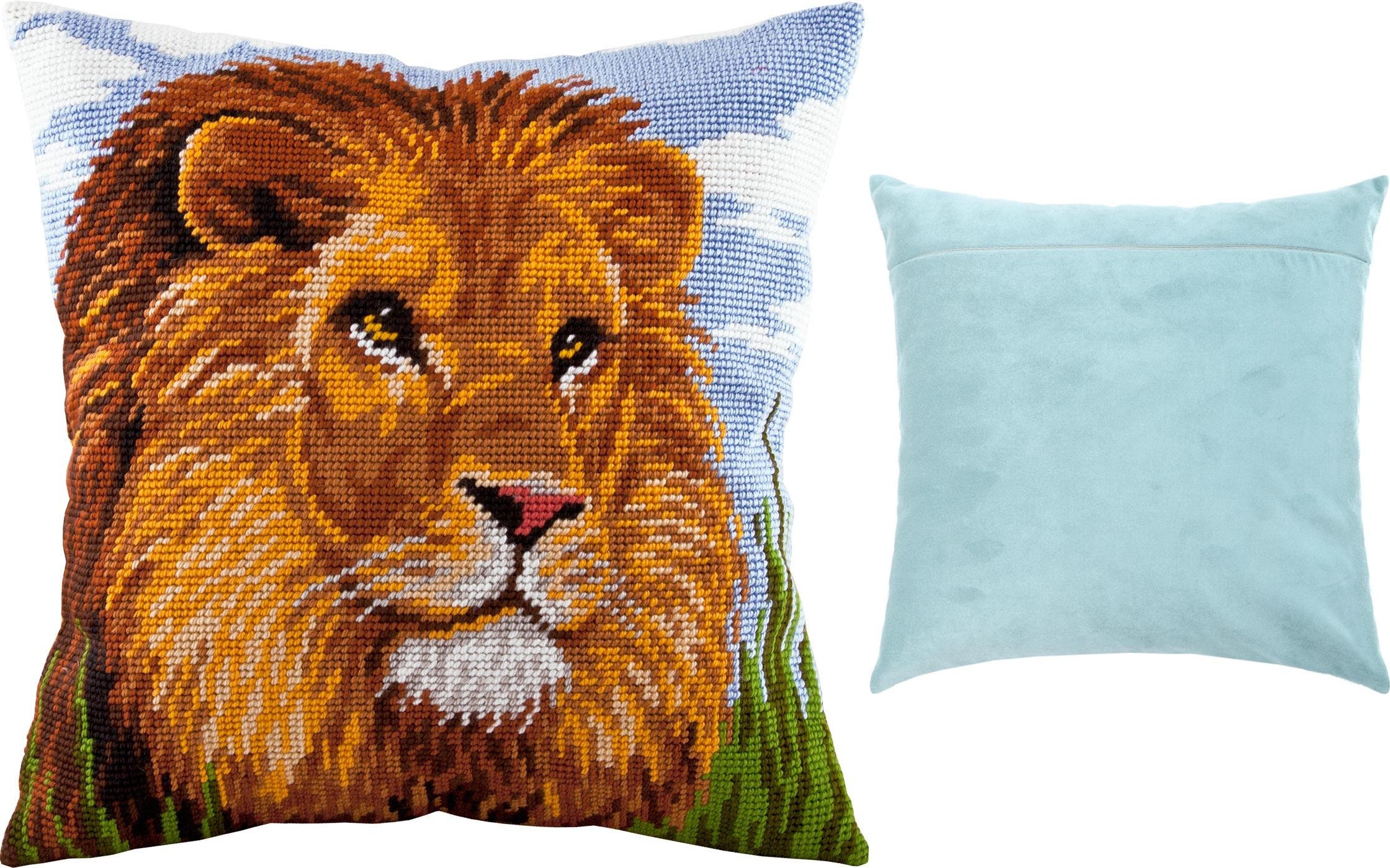 DIY Needlepoint Pillow Kit Lion Tapestry cushion Etsy