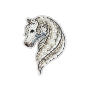 Beadwork kit for creating brooch &quot;Horse&quot;, DIY Jewelry making kit, Brooch Pin kit, Seed beaded brooch, Bead Embroidery Kit
