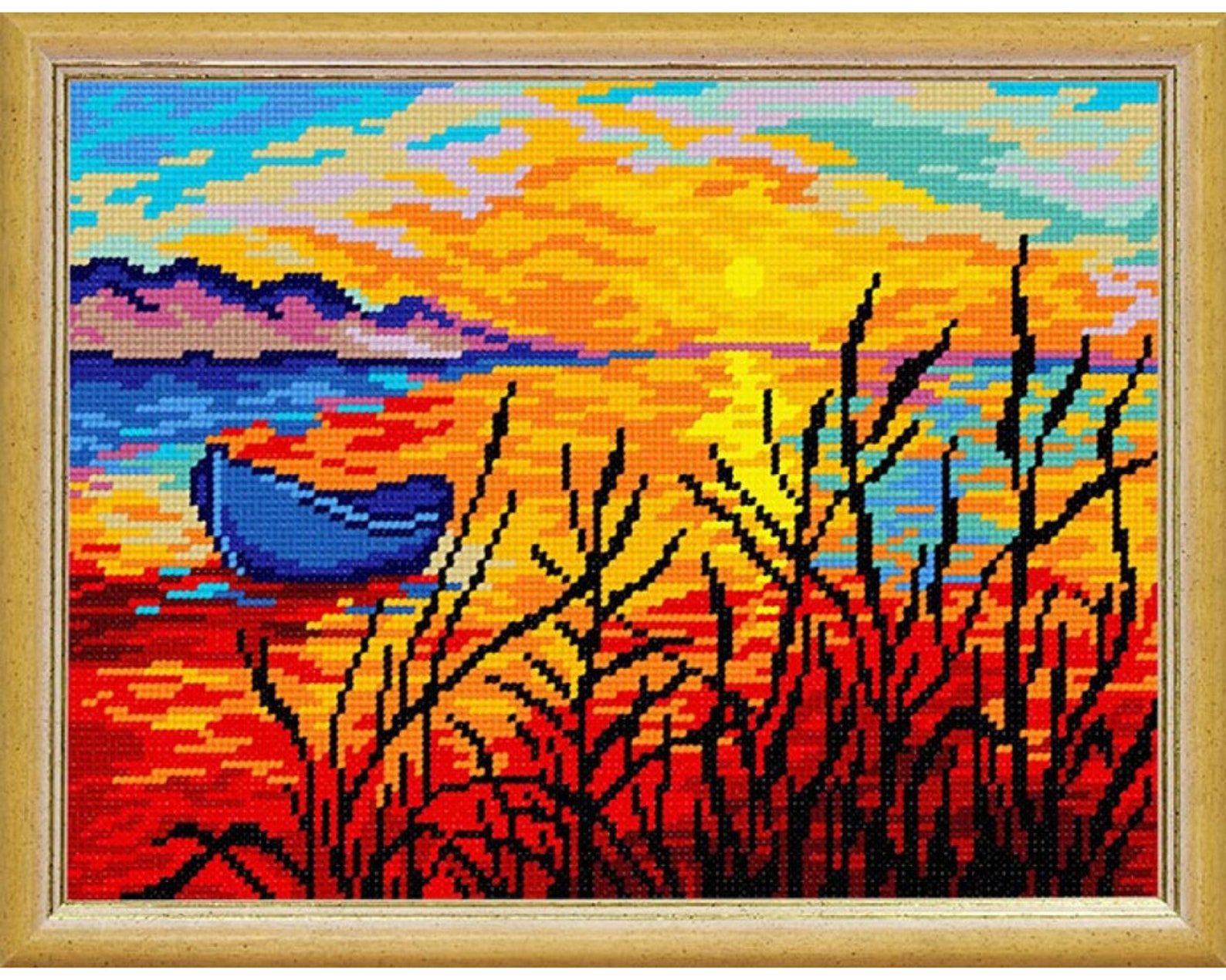 Закат схема. Гобелен пейзаж. Вышивка крестом закат. Гобелен легкий. Гобелен для детей.