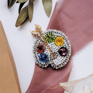 DIY Jewelry making kit &quot;Palette&quot;, Seed beaded brooch, Bead Embroidery Kit A04