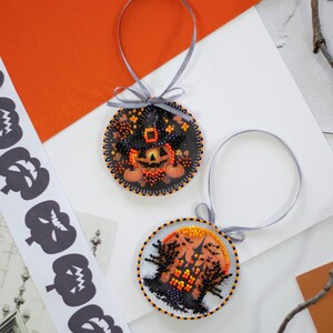 Beaded Embroidery Kit Halloween | DIY Beadwork Pattern | Spooky Home Decor | Witchy Craft Kit | Fall Needlework Set | Halloween Cross Stitch