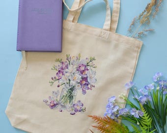 Cross Stitch Tote Bag for Embroidery "Spring Tenderness" | DIY Embroidery kit Shopper Bag | Canvas Bag for Hand Embroidery