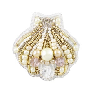 Beadwork kit for creating brooch "Shell", DIY Jewelry making kit, Brooch Pin kit, Seed beaded brooch, Bead Embroidery Kit