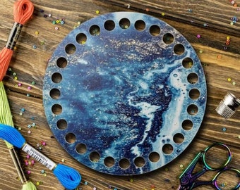 Thread Organizer "Abstract Ocean", Embroidery organizer, Floss holder, Plywood sewing organizer